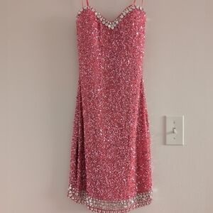 100% Silk Beaded Strapless Dress